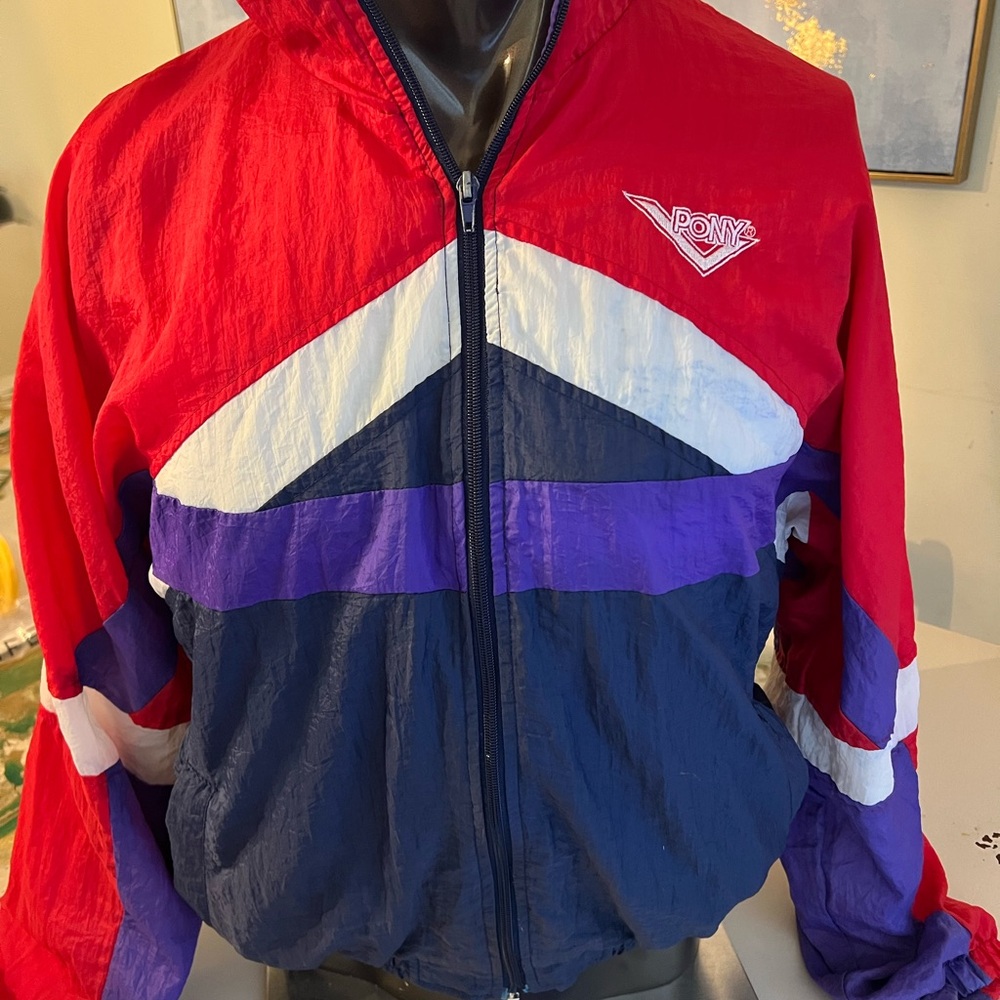 Pony Men's Red, Blue, and Purple Windbreaker